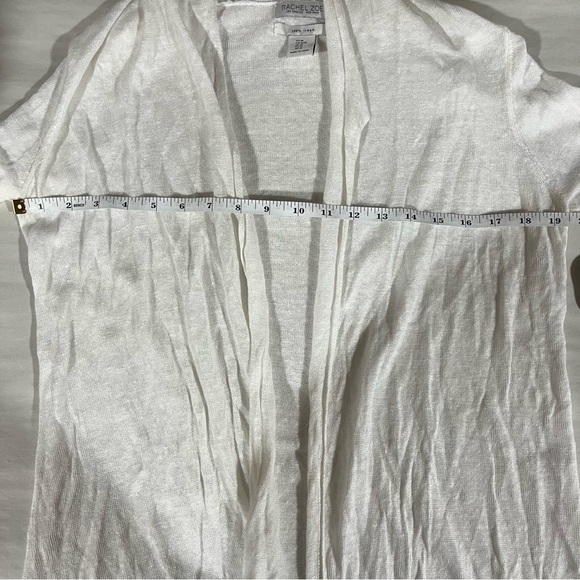 Rachel Zoe White 100% Linen Long Line Open Front Cardigan - Picture 11 of 12